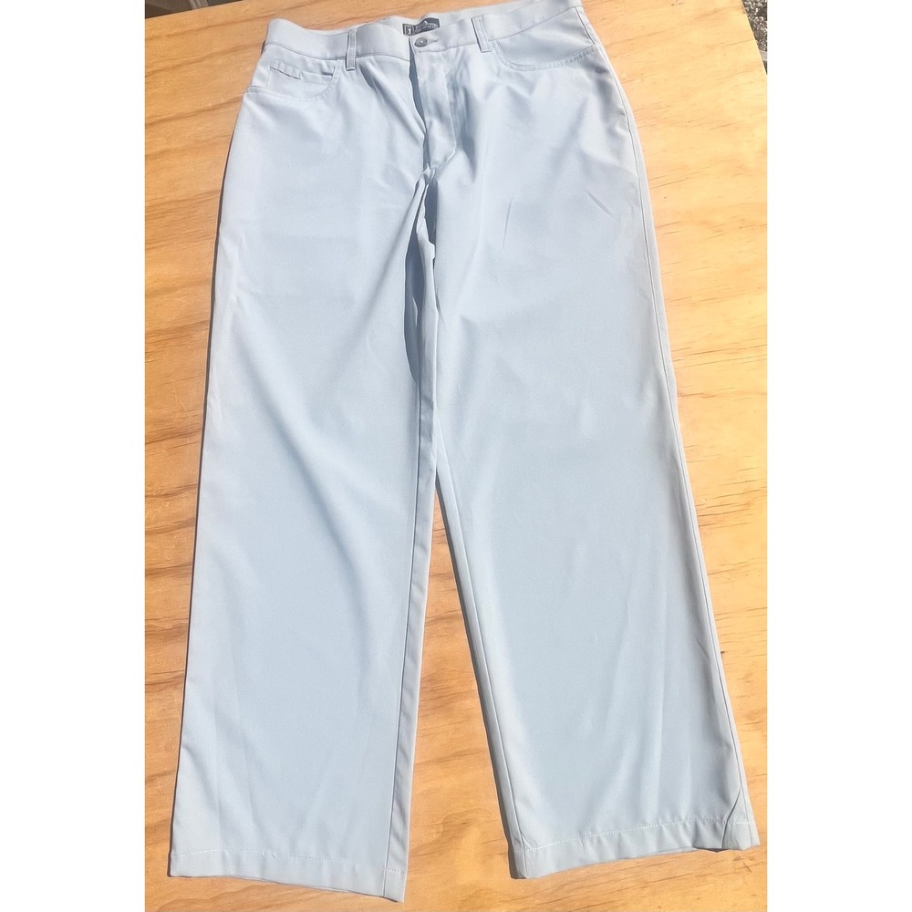 PGA Tour Mens Golf Pants Light Blue Grey Straight Leg Performance Trousers 29x29
